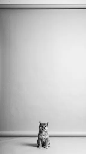 Monochrome Shiba Inu Puppy Studio Portrait