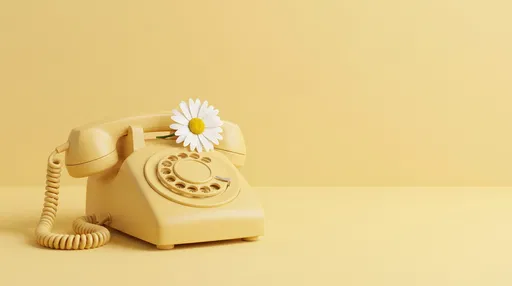 Pastel Yellow Rotary Phone With Daisy
