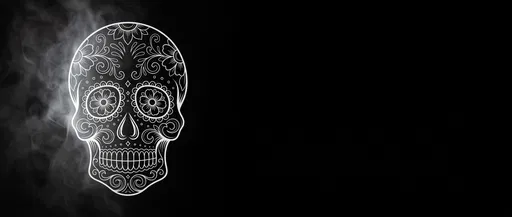 White Line Art Sugar Skull Banner