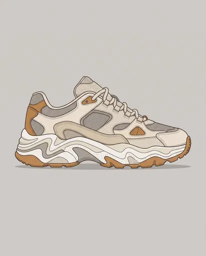 Chunky Retro Sneaker Side Profile Illustration