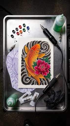 Japanese Koi Tattoo Flash and Supplies
