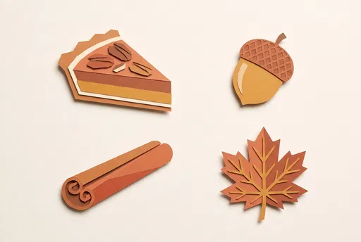 Autumn Paper Cutout Icons Flat Lay