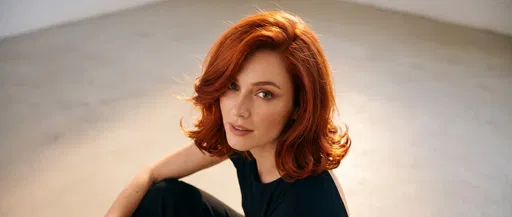 Woman With Copper Red Bob Hairstyle