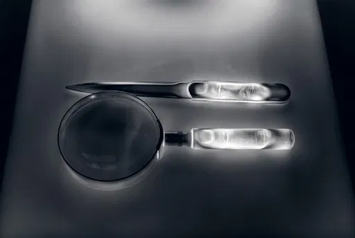 Monochrome Thermal Magnifying Glass and Opener