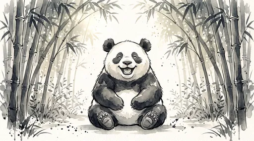 Watercolor Illustration of Joyful Sitting Panda
