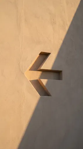 Recessed Left Arrow in Stucco Wall
