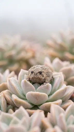 Desert Rain Frog on Pastel Succulent