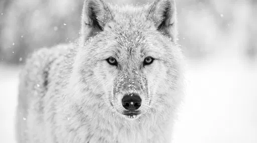 Monochrome Portrait of White Arctic Wolf