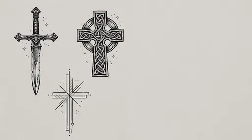 Three Monochrome Cross Tattoo Flash Designs