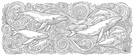 Whales and Dolphins Ocean Coloring Page