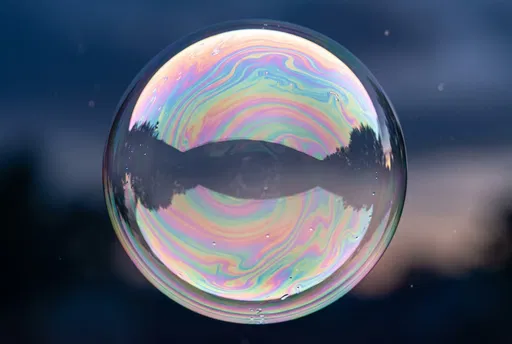 Macro Iridescent Soap Bubble at Dusk