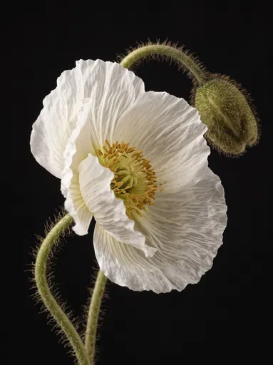 White Iceland Poppy Botanical Study