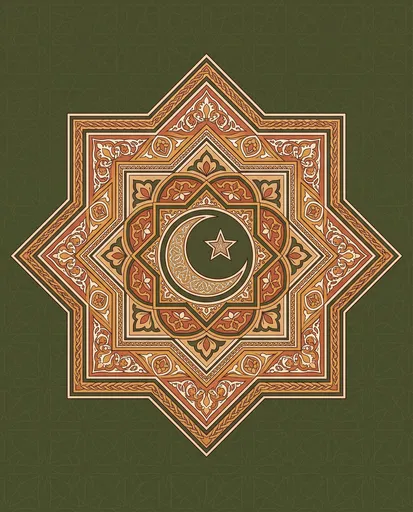 Ornate Eight-Pointed Islamic Star Motif