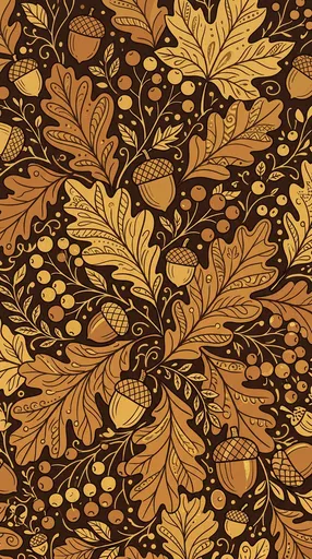 Stylized Autumn Leaves and Acorns Pattern