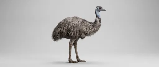 Full-Body Emu on Grey Studio Background