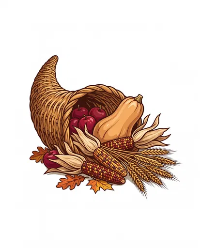 Thanksgiving Cornucopia Harvest Clip Art Illustration