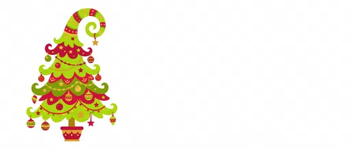 Whimsical Curled Christmas Tree Clipart Banner