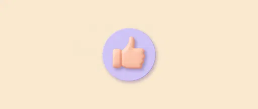 3D Pastel Thumbs Up Icon Banner