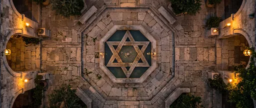 Overhead View of Star of David Fountain