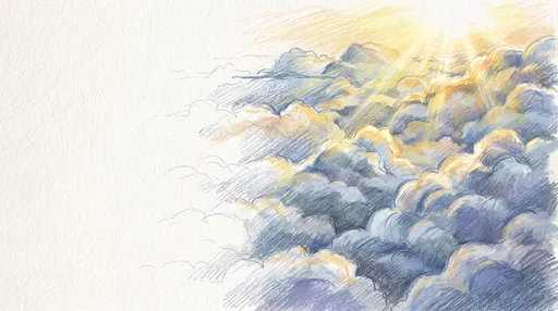 Colored Pencil Drawing of Sunlit Clouds