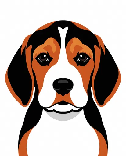 Minimalist Tricolor Beagle Puppy Graphic Portrait