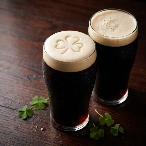 Two Pints of Stout with Shamrock Foam