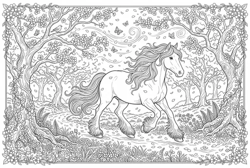 Gypsy Vanner Horse Orchard Coloring Page