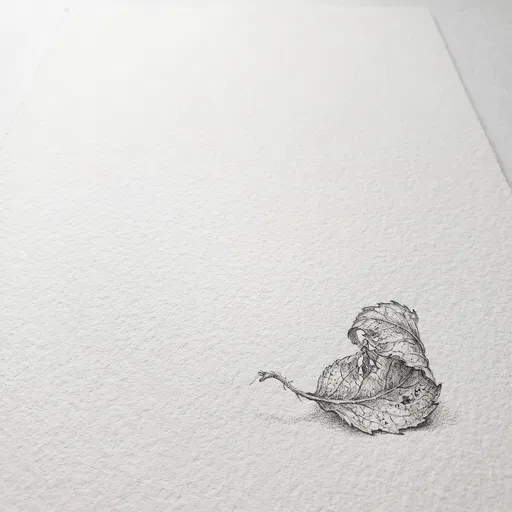 Graphite Drawing of Curled Autumn Leaf