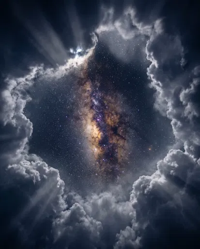 Milky Way Framed by Night Clouds