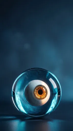 Brown Eyeball Suspended Inside Glass Sphere