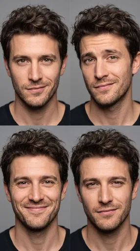 Four-Panel Studio Portrait of Smiling Man