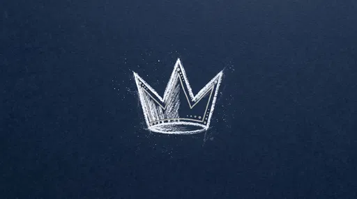 Chalk Crown Drawing on Blue Paper