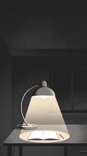 Desk Lamp Illuminating Open Blank Booklet