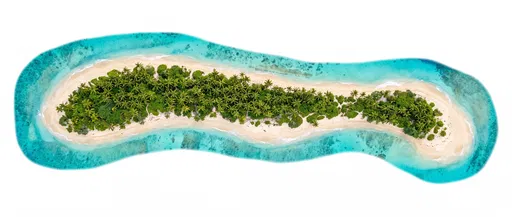Aerial Tropical Sandspit Island Cutout
