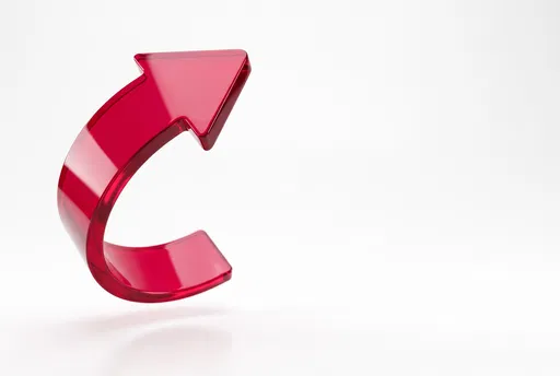 Glossy Red Acrylic Curved Arrow