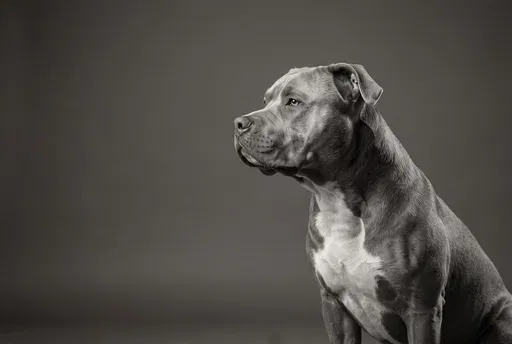 Monochrome Studio Portrait of American Bully