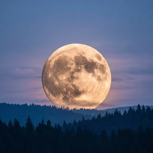 Full Moon Rising Over Twilight Forest