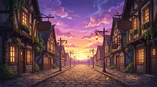 Fantasy Town Street at Twilight