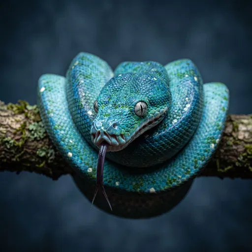 Blue Green Tree Python on Branch