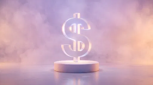 Frosted Glass Dollar Sign on Pedestal