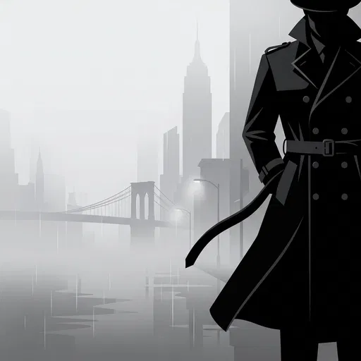 Noir Detective in Black Trench Coat