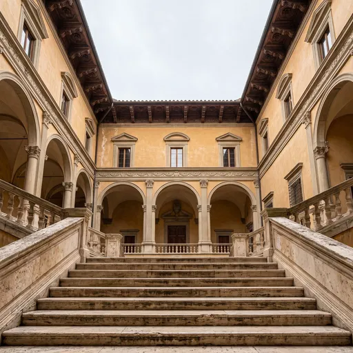 Italian Renaissance Palazzo Courtyard Stairs