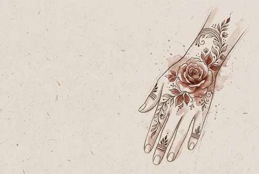 Watercolor Hand with Floral Mehndi Design