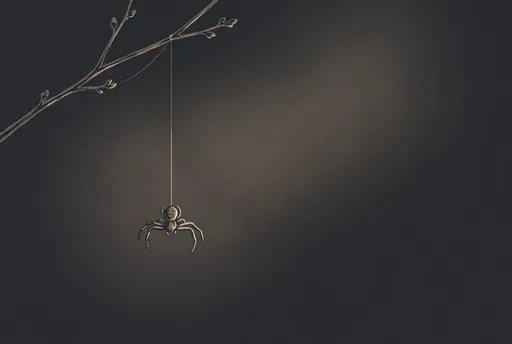 Minimalist Crab Spider Hanging from Twig
