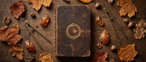 Antique Leather Book With Gold Ouroboros Emblem