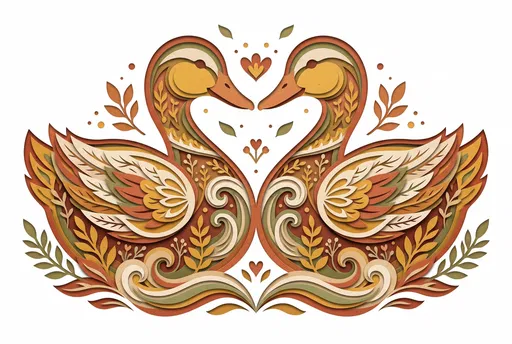 Layered Paper Cutout Heart Ducks Clipart