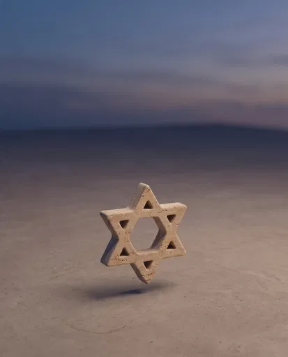 Floating Travertine Star of David at Twilight