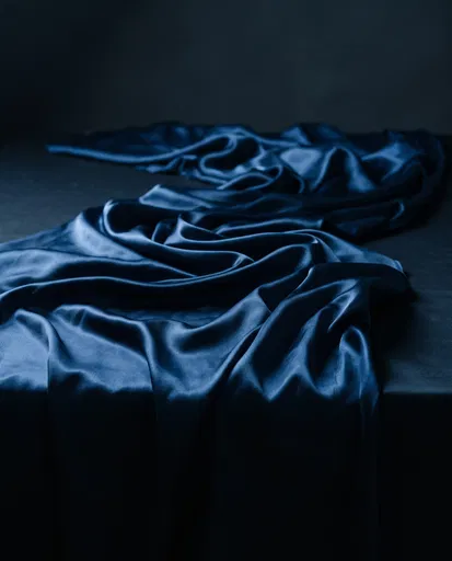Dark Blue Draped Silk Fabric Background