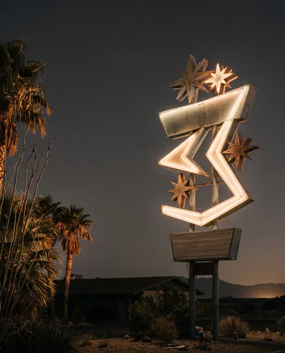 Retro Googie Neon Sign in Desert