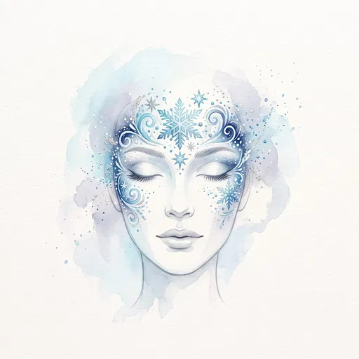 Winter Snowflake Watercolor Face Chart Illustration